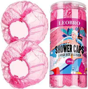 Disposable Shower Caps, 100PCS Large Shower Cap, Plastic Shower Caps for Women Disposable, Thick Plastic Caps for Hair Treatment, Large Size 19.3 INCH, Pink Disposable Shower Caps, 100PCS Large Shower Cap, Plastic Shower Caps for Women Disposable, Thick Plastic Caps for Hair Treatment, Large Size 19.3 INCH, Pink