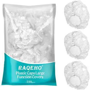 Disposable Shower Caps 100pcs - Large Clear Plastic Hair Cap, 20.5" Disposable Shower Caps 100pcs - Large Clear Plastic Hair Cap, 20.5"