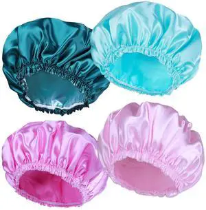 Shower Caps for Women, 4 PCS Reusable Waterproof Bath Cap Shower Caps for Women, 4 PCS Reusable Waterproof Bath Cap