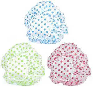 3PCS Shower Caps, Elastic Reusable Waterproof Plastic Shower Cap for Women 3PCS Shower Caps, Elastic Reusable Waterproof Plastic Shower Cap for Women