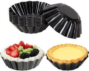 12-Pack 3 Inch Nonstick Mini Tart Pans Fluted Side for Pies Pan Round Deep Quiche Mold Heavy Duty Carbon Steel Baking Cupcake Egg Tarts Mousse Cakes Fruit and Desserts Molds for Oven 12-Pack 3 Inch Nonstick Mini Tart Pans Fluted Side for Pies Pan Round Deep Quiche Mold Heavy Duty Carbon Steel Baking Cupcake Egg Tarts Mousse Cakes Fruit and Desserts Molds for Oven