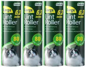 Large Lint Rollers Pet Hair Extra Sticky Refills,Mega Value Set 6.3 inches Wider with 320 Sheets for Cat and Dog Hair Removal,80 Sheets Per Roller (Pack of 4) Large Lint Rollers Pet Hair Extra Sticky Refills,Mega Value Set 6.3 inches Wider with 320 Sheets for Cat and Dog Hair Removal,80 Sheets Per Roller (Pack of 4)