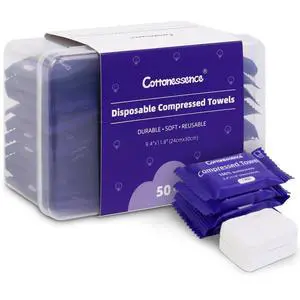 Premium Compressed Towels (50-Pack) - 9.4" x 11.8" Individually Wrapped Coin Tissues, Portable Towels for Travel, Hiking, Gym, Spa, Beauty Salon, Makeup, Baby Care, Outdoor Use Premium Compressed Towels (50-Pack) - 9.4" x 11.8" Individually Wrapped Coin Tissues, Portable Towels for Travel, Hiking, Gym, Spa, Beauty Salon, Makeup, Baby Care, Outdoor Use