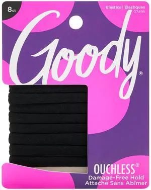 Ouchless Seamless Hair Elastics, 8 Ct, Black, Damage-Free Gentle Hold Elastic Ties, No Snag or Pull, For All Occasions, Chic Styling Accessories for Women & Men, All Hair Types Ouchless Seamless Hair Elastics, 8 Ct, Black, Damage-Free Gentle Hold Elastic Ties, No Snag or Pull, For All Occasions, Chic Styling Accessories for Women & Men, All Hair Types