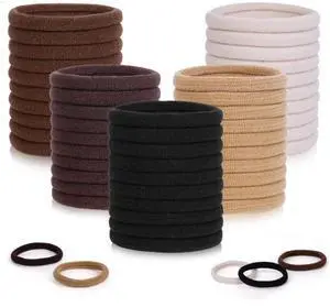 100 Pcs Elastic Hair Ties, Thick Seamless Hair Bands No Damage Soft Ponytail Holders Hair Accessories for Girls Women, Neutral 100 Pcs Elastic Hair Ties, Thick Seamless Hair Bands No Damage Soft Ponytail Holders Hair Accessories for Girls Women, Neutral