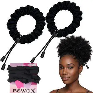 2 Pcs Adjust Satin Hair Tie, Satin Scrunchies for Women Girls, Adjustable Hair Ties for 4c Girlie Thick Curly Natural Hair, No Damage Hair Accessories for Afro Puff Loc Ponytails (black) 2 Pcs Adjust Satin Hair Tie, Satin Scrunchies for Women Girls, Adjustable Hair Ties for 4c Girlie Thick Curly Natural Hair, No Damage Hair Accessories for Afro Puff Loc Ponytails (black)