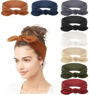 8 Pack Adjustable Knotted Headbands Non Slip Elastic Yoga Hair Bands Solid Colors Headbands for Women and Girls 8 Pack Adjustable Knotted Headbands Non Slip Elastic Yoga Hair Bands Solid Colors Headbands for Women and Girls
