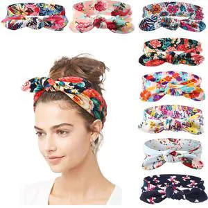 8 Pack Adjustable Knotted Headbands Cotton Elastic Non Slip Hair Bands Floral Yoga Headbands for Women and Girls 8 Pack Adjustable Knotted Headbands Cotton Elastic Non Slip Hair Bands Floral Yoga Headbands for Women and Girls