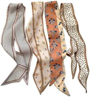 4Pcs Fashion Scarves for Women, Multifunctional Satin Scarf for Bag 4Pcs Fashion Scarves for Women, Multifunctional Satin Scarf for Bag