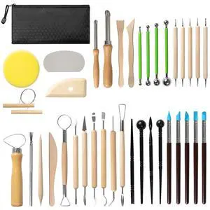 38 Pcs Pottery Tools & Air Dry Clay Tools Kit Modeling Tools Set for Carving, Shaping, Molding & Crafting Ideal for Polymer Clay, Ceramic, Air Dry Clay for Beginners, Hobbyists, Artists 38 Pcs Pottery Tools & Air Dry Clay Tools Kit Modeling Tools Set for Carving, Shaping, Molding & Crafting Ideal for Polymer Clay, Ceramic, Air Dry Clay for Beginners, Hobbyists, Artists