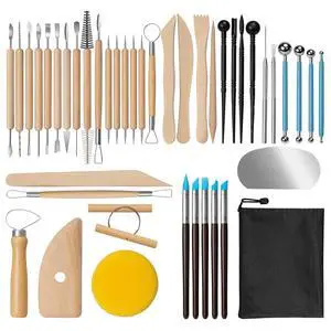 43 Pcs Polymer Clay Sculpting Tools Kit for Adults, Light Yellow 43 Pcs Polymer Clay Sculpting Tools Kit for Adults, Light Yellow