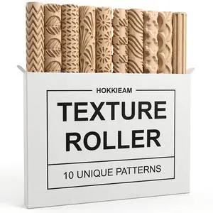 Clay Texture Rollers, 10 PCS Plastic Polymer Clay and Pottery Tool Clay Texture Rollers, 10 PCS Plastic Polymer Clay and Pottery Tool