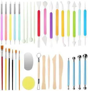 35 PCS Pottery Tools Kit, Professional Ceramic Sculpting, Carving, and Air Dry Clay Kit for All Ages - Includes Trimming, Dotting, Embossing, Scoring, Fondant, Painting and Polymer Clay Tools 35 PCS Pottery Tools Kit, Professional Ceramic Sculpting, Carving, and Air Dry Clay Kit for All Ages - Includes Trimming, Dotting, Embossing, Scoring, Fondant, Painting and Polymer Clay Tools