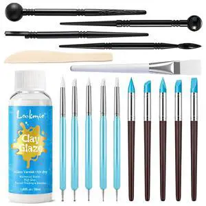 17PCS Silicone Clay Sculpting Tools, Dual-Ended Dotting Tools Set with 1.7 FL OZ Air Dry Clay Glaze for Pottery, Ceramic Modeling, Rock Painting, Art Blending - Ideal for Adults & Kids DIY Crafts 17PCS Silicone Clay Sculpting Tools, Dual-Ended Dotting Tools Set with 1.7 FL OZ Air Dry Clay Glaze for Pottery, Ceramic Modeling, Rock Painting, Art Blending - Ideal for Adults & Kids DIY Crafts