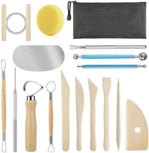 Pottery Tool Kit, 17pcs Polymer Clay Tools, Modeling Clay Sculpting Tools Kit, Ceramics Tools, Trimming, Embossing Pattern, Smooth Wooden Handles Pottery Tool Kit, 17pcs Polymer Clay Tools, Modeling Clay Sculpting Tools Kit, Ceramics Tools, Trimming, Embossing Pattern, Smooth Wooden Handles