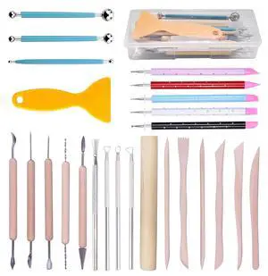 Polymer Clay Tools,25Pcs Pottery Sculpting Tools Set with Plastic Case for Ceramic Modeling Carving Beginners Expert Crafts Club, Dotting,Hobbyists, Artists Polymer Clay Tools,25Pcs Pottery Sculpting Tools Set with Plastic Case for Ceramic Modeling Carving Beginners Expert Crafts Club, Dotting,Hobbyists, Artists