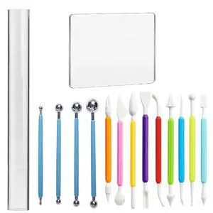 Basic Polymer Clay Tools, Clay Sculpting Tools Acrylic Roller Pin, Clear Rectangle Sheet Press Board, Double-Ended Pottery Carving Set for Beginner (15) Basic Polymer Clay Tools, Clay Sculpting Tools Acrylic Roller Pin, Clear Rectangle Sheet Press Board, Double-Ended Pottery Carving Set for Beginner (15)