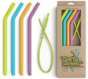 Wide Premium Reusable Silicone Drinking Straws + Patented Straw Squeegee - 9 Long With Curved Bend for 20 30 32 oz Tumblers Non Rubber, Flexible, Safe for Kids/Toddlers, Smoothie Wide Premium Reusable Silicone Drinking Straws + Patented Straw Squeegee - 9 Long With Curved Bend for 20 30 32 oz Tumblers Non Rubber, Flexible, Safe for Kids/Toddlers, Smoothie