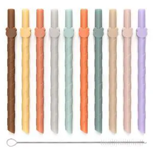 Reusable silicone straws for kids and adults - Dishwasher safe - 10 PCS 6.8 inch, BPA free, food grade multi-coloured straws for smoothies, shakes, drinks - Foldable for home and travel use Reusable silicone straws for kids and adults - Dishwasher safe - 10 PCS 6.8 inch, BPA free, food grade multi-coloured straws for smoothies, shakes, drinks - Foldable for home and travel use