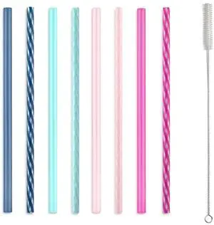 Impact 8 Pack Reusable Plastic Straws, Dishwasher Safe, BPA-Free with Cleaning Brush,Rosewater Impact 8 Pack Reusable Plastic Straws, Dishwasher Safe, BPA-Free with Cleaning Brush,Rosewater
