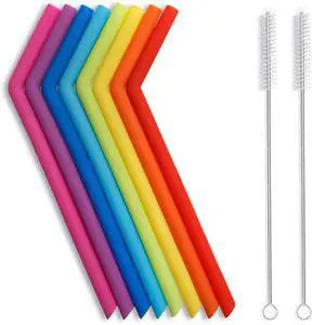 Reusable Silicone Straws, Long Flexible Silicone Drinking Straws with Cleaning Brushes for 30 oz Tumblers - 10 Pieces - BPA-Free - No Rubber Taste Reusable Silicone Straws, Long Flexible Silicone Drinking Straws with Cleaning Brushes for 30 oz Tumblers - 10 Pieces - BPA-Free - No Rubber Taste