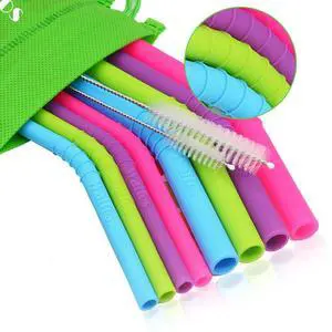 Reusable Silicone Straw - 2 Size Flexible Drinking Bendy Straws for Smoothies/20 & 30 oz Tumblers, BPA Free (4 Wide Straws + 4 Regular Straw + 2 Cleaning Brushes Excluding storage bag Reusable Silicone Straw - 2 Size Flexible Drinking Bendy Straws for Smoothies/20 & 30 oz Tumblers, BPA Free (4 Wide Straws + 4 Regular Straw + 2 Cleaning Brushes Excluding storage bag