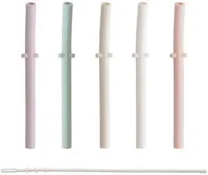 Silicone Replacement Straws for Babies 6 months+ | 5 Pack | 4.75" Long with Cleaning Brush (Petal) Silicone Replacement Straws for Babies 6 months+ | 5 Pack | 4.75" Long with Cleaning Brush (Petal)