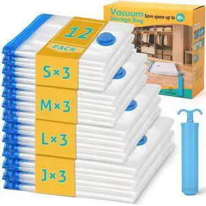 12 Pack Travel Vacuum Storage Bags 4 Size(24/28/32/40 Inch) with Pump 12 Pack Travel Vacuum Storage Bags 4 Size(24/28/32/40 Inch) with Pump