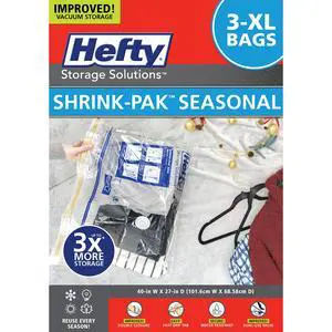 Hefty 3 Extra Large Vacuum Storage Bags for Clothes, Pillows, Towels, or Blankets - Space Saver Vacuum Sealer Bags Ideal Under Bed Storage Solutions Hefty 3 Extra Large Vacuum Storage Bags for Clothes, Pillows, Towels, or Blankets - Space Saver Vacuum Sealer Bags Ideal Under Bed Storage Solutions