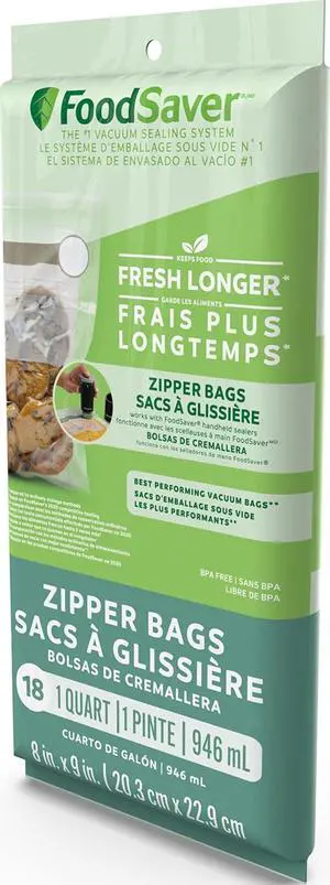 1-Quart BPA-Free Multilayer Construction Vacuum Zipper Bags 1-Quart BPA-Free Multilayer Construction Vacuum Zipper Bags