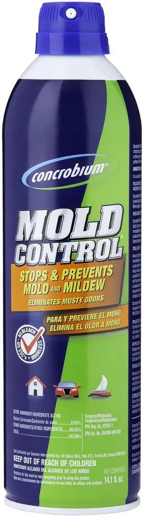 Mold Control Aerosol, 14.1 oz Eliminates & Prevents Mold EPA Registered, Bleach-Free, Odorless, VOC-Free For Indoor & Outdoor Surfaces, Mid-Sized Jobs, and Hard-to-Reach Areas Mold Control Aerosol, 14.1 oz Eliminates & Prevents Mold EPA Registered, Bleach-Free, Odorless, VOC-Free For Indoor & Outdoor Surfaces, Mid-Sized Jobs, and Hard-to-Reach Areas