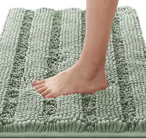 Bath Rugs for Bathroom Non Slip Bath Mats Extra Thick Chenille Striped Rug 20" x 32" Absorbent Non Skid Fluffy Soft Shaggy Washable Dry Fast Plush Mat for Indoor, Bath Room, Tub - Sage Bath Rugs for Bathroom Non Slip Bath Mats Extra Thick Chenille Striped Rug 20" x 32" Absorbent Non Skid Fluffy Soft Shaggy Washable Dry Fast Plush Mat for Indoor, Bath Room, Tub - Sage