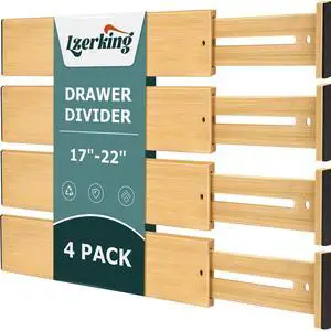 Kitchen Drawer Dividers 4 Pack Adjustable Bamboo Drawer Organizer Kitchen Drawer Dividers 4 Pack Adjustable Bamboo Drawer Organizer