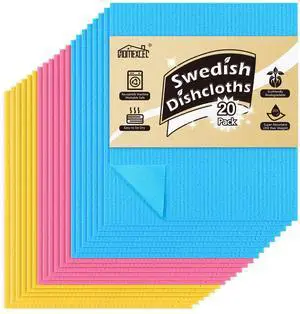 20PK Swedish Dishcloths for Kitchen, Absorbent Dish Cloths, 7x6in 20PK Swedish Dishcloths for Kitchen, Absorbent Dish Cloths, 7x6in