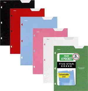 4-Pocket Folder, 6 Pack, Paper Folder, Fits 3-Ring Binders, Holds 8-1/2" x 11" Paper, Assorted Colors (38058) 4-Pocket Folder, 6 Pack, Paper Folder, Fits 3-Ring Binders, Holds 8-1/2" x 11" Paper, Assorted Colors (38058)