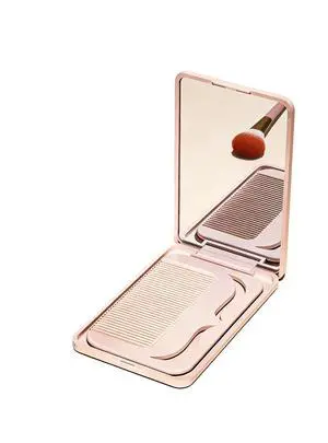 Portable Folding Mirror with Comb - Compact Travel Makeup Mirror with Case (Pink) Portable Folding Mirror with Comb - Compact Travel Makeup Mirror with Case (Pink)
