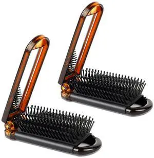 Compact Folding Hair Brush with Mirror, 2-Pack Portable Travel Comb and Mini Hair Brush Set for Women, Gym, Trips, Purse, and Swimming Compact Folding Hair Brush with Mirror, 2-Pack Portable Travel Comb and Mini Hair Brush Set for Women, Gym, Trips, Purse, and Swimming