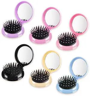 6 Pcs Mini Hair Brush, Compact Travel Hair Brush, Portable Travel Brushes for Hair with Makeup Mirror, Round Hair Massage Comb for Women Girls, 6 Colors 6 Pcs Mini Hair Brush, Compact Travel Hair Brush, Portable Travel Brushes for Hair with Makeup Mirror, Round Hair Massage Comb for Women Girls, 6 Colors