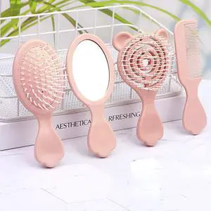 4 Pieces Mini Hair Brush Hair Comb Set For Women Girls Kids Toddler Small Travel Hair Combs Brushes Handheld Mirror Set Detangling Comb Massage HairBrush with Air Cushion (Pink) 4 Pieces Mini Hair Brush Hair Comb Set For Women Girls Kids Toddler Small Travel Hair Combs Brushes Handheld Mirror Set Detangling Comb Massage HairBrush with Air Cushion (Pink)