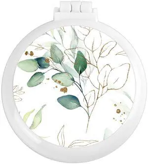 Mini Hairbrush, Pocket Hairbrush With Mirror White Leaves Mini Hairbrush, Pocket Hairbrush With Mirror White Leaves