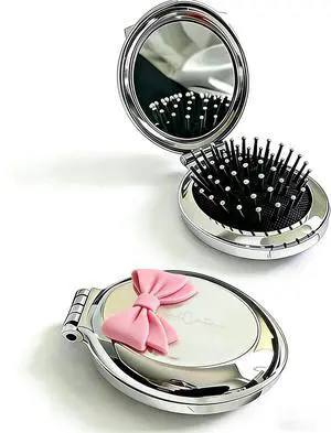 Small Makeup Mirror with Folding Comb, Portable Mirror, Suitable for Women and Girls, Perfect for Handbags, Portable Bags, Touch-ups, Daily use, and Travel Essentials (Pink Bow) Small Makeup Mirror with Folding Comb, Portable Mirror, Suitable for Women and Girls, Perfect for Handbags, Portable Bags, Touch-ups, Daily use, and Travel Essentials (Pink Bow)