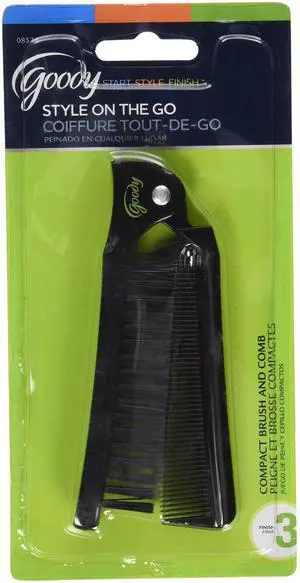 08524 Style On The Go Compact Brush and Comb Combo; Maintain Your Look On the Go; Perfect Size for Purse, Pocket or Tote Bag; Measures Approx. 8.25" When Unfolded and 4.5" When Folded 08524 Style On The Go Compact Brush and Comb Combo; Maintain Your Look On the Go; Perfect Size for Purse, Pocket or Tote Bag; Measures Approx. 8.25" When Unfolded and 4.5" When Folded