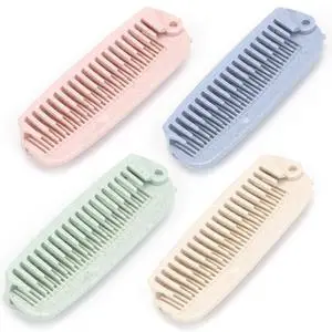 4 PCS Wheat Straw Foldable Hair & Makeup Comb: Portable, Eco-Friendly, For Men & Women - Perfect for Travel 4 PCS Wheat Straw Foldable Hair & Makeup Comb: Portable, Eco-Friendly, For Men & Women - Perfect for Travel