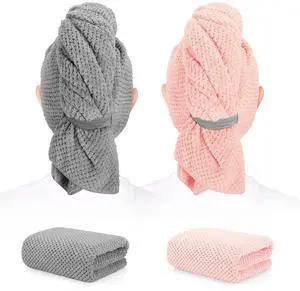 2 Pack Microfiber Hair Towel 41 x 24 inch Soft, Absorbent, Fast Dry 2 Pack Microfiber Hair Towel 41 x 24 inch Soft, Absorbent, Fast Dry