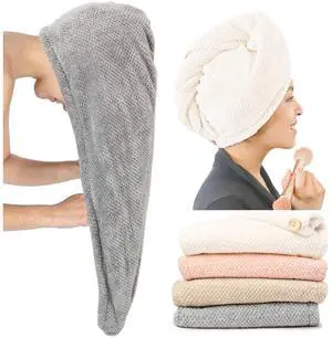 4 Pack Extra Large Microfiber Hair Towel Wraps for Women 4 Pack Extra Large Microfiber Hair Towel Wraps for Women