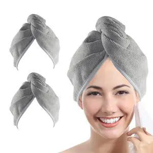 Microfiber Hair Towel Hair Wrap: 2 Pcs 10X26 Hair Dryer Women (Gray) Microfiber Hair Towel Hair Wrap: 2 Pcs 10X26 Hair Dryer Women (Gray)
