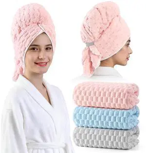 3 Pack Microfiber Hair Towels - Extra Large Hair Towel Wrap for Women, 24x42 inch Hair Towels with Elastic Strap, Super Soft Hair Drying Towels for Long, Thick, Curly Anti Frizz Turbans 3 Pack Microfiber Hair Towels - Extra Large Hair Towel Wrap for Women, 24x42 inch Hair Towels with Elastic Strap, Super Soft Hair Drying Towels for Long, Thick, Curly Anti Frizz Turbans