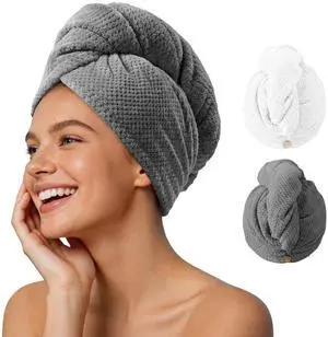 2 Pack Microfiber Hair Towel Wrap for Women Kids, 400 GSM Thicker 2 Pack Microfiber Hair Towel Wrap for Women Kids, 400 GSM Thicker