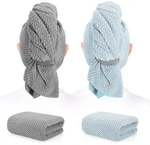 2 Pack Microfiber Hair Towel 41 x 24 inch Soft, Absorbent, Fast Dry 2 Pack Microfiber Hair Towel 41 x 24 inch Soft, Absorbent, Fast Dry
