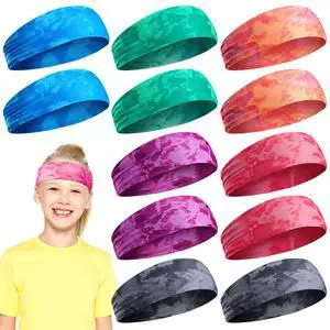 12 Pieces Girls Sports Headbands Athletic Sweatbands Sport Hairbands Elastic Wicking Headband for Youth Kids Boys Girls Children Teenagers(Tie Dye) 12 Pieces Girls Sports Headbands Athletic Sweatbands Sport Hairbands Elastic Wicking Headband for Youth Kids Boys Girls Children Teenagers(Tie Dye)